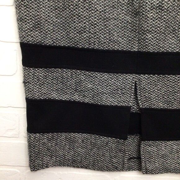 INFINITIF tweed pencil skirt wool blend black grey belted size 38 - Picture 11 of 16